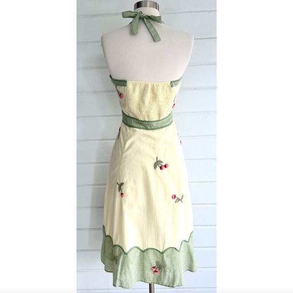 Vintage ANTHROPOLOGIE ODILLE Cherry Festival Halter Dress - 8 - Picture 5 of 13